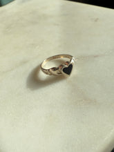 Load image into Gallery viewer, Black Onyx Sterling Silver Heart Ring Size 7.75
