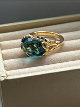 Load image into Gallery viewer, Blue Glass Gold Vermeil Ring Size 7
