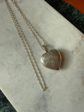 Load image into Gallery viewer, Vintage Etched Heart Locket Sterling Silver Necklace 23”
