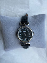 Load image into Gallery viewer, Timex Black Leather Vintage Silver-Toned Watch
