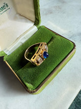 Load image into Gallery viewer, Antique Blue Sapphire Sugarloaf Cabochon Diamond Ring
