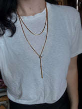Load image into Gallery viewer, Italian 18k Yellow Gold Box Link Double Chain Lariat Tassel Necklace 20”
