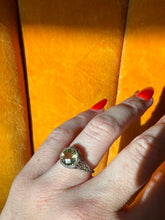 Load image into Gallery viewer, Yellow Glass Sterling Silver Ring Size 5.5

