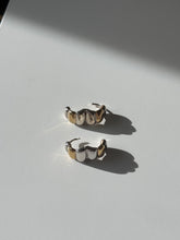 Load image into Gallery viewer, Two-Tone Sterling Silver Ribbed Clicker Hoops
