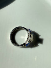 Load image into Gallery viewer, Purple &amp; White Glass Sterling Silver Ring Size 8
