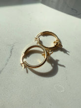 Load image into Gallery viewer, Vintage Hanging Cherub 14k Yellow Gold Hoops

