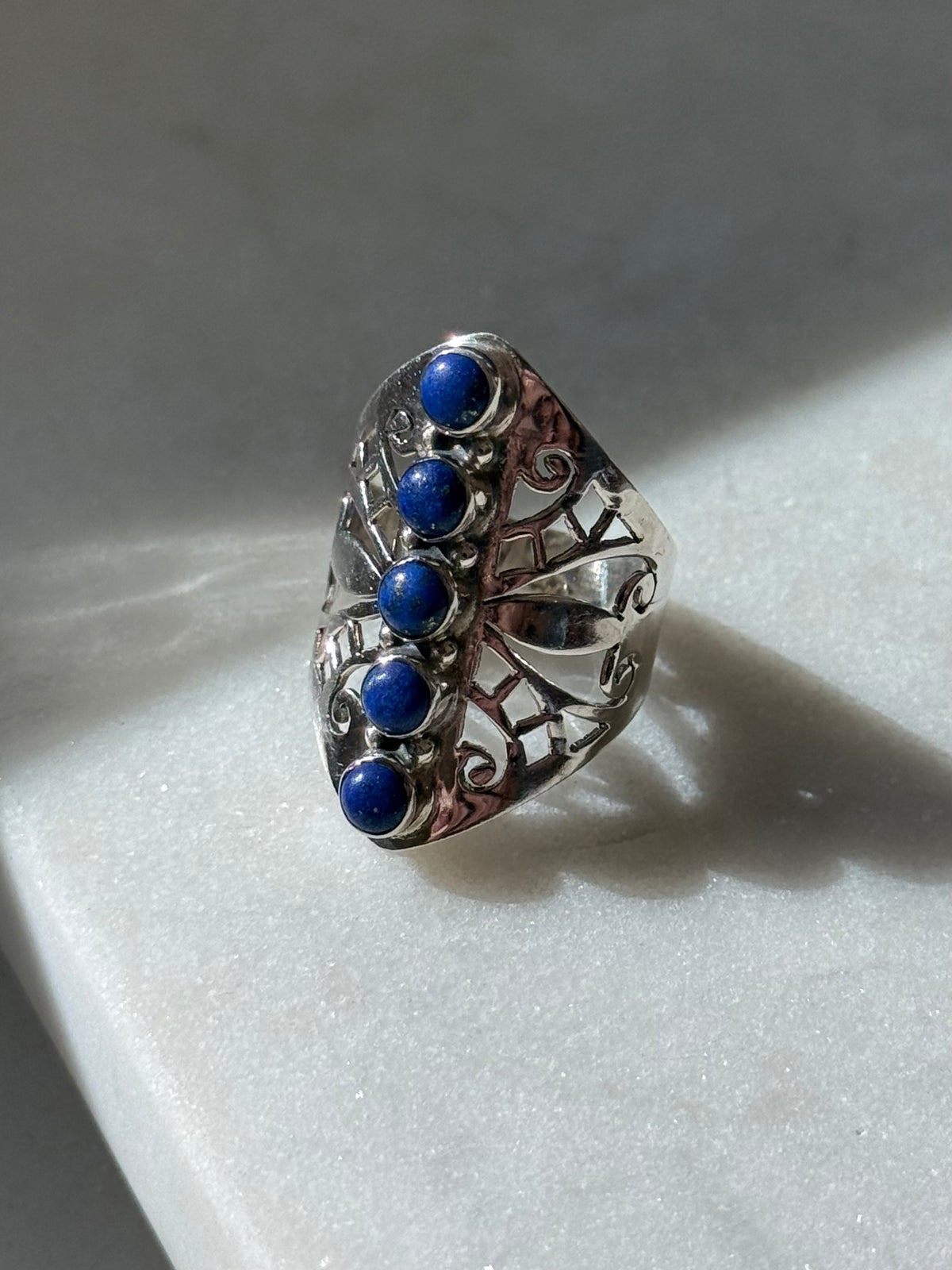 Vintage Lapis Sterling Silver Ring Size 7.5
