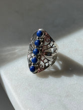 Load image into Gallery viewer, Vintage Lapis Sterling Silver Ring Size 7.5

