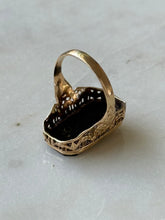 Load image into Gallery viewer, Vintage 1930s Black Onyx &amp; Diamond ‘P’ Initial 14k Gold Ring Size 5
