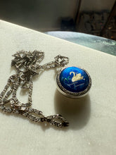 Load image into Gallery viewer, Antique Sterling Silver Enamel Swan Necklace
