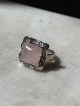 Load image into Gallery viewer, Rose Quartz Sterling Silver Square Ring Size 6
