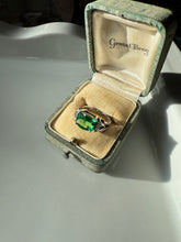 Load image into Gallery viewer, Green Glass Sterling Silver Ring Size 6.25
