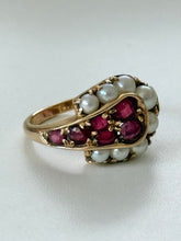 Load image into Gallery viewer, Art Deco 14k Gold Pearl &amp; Ruby Ring
