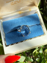 Load image into Gallery viewer, Blue Glass Sterling Silver Ring Size 7
