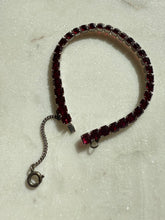 Load image into Gallery viewer, Vintage Red Gemstone Sterling Silver Tennis Bracelet 6.75”
