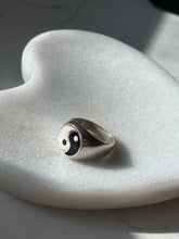 Load image into Gallery viewer, Yin Yang Enamel Sterling Silver Ring Size 8.75
