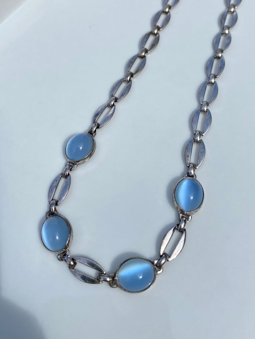 Blue Gemstone Vintage Sterling Silver Necklace