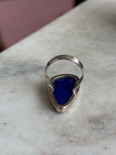 Load image into Gallery viewer, Chunky Lapis Sterling Silver Ring Size 9
