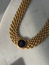 Load image into Gallery viewer, Vintage Gold Plated Faux Coin Panther Link Necklace 16”

