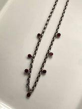 Load image into Gallery viewer, Rolo Link Garnet Charm Vintage Sterling Silver Necklace
