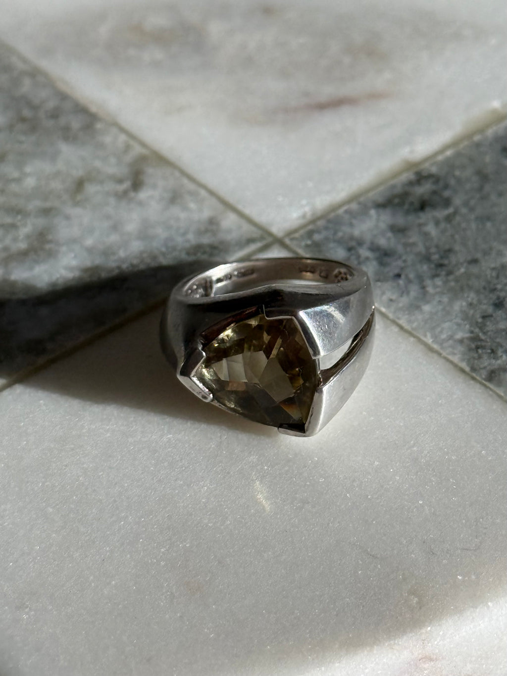 Yellow Citrine Sterling Silver Ring Size 6.25