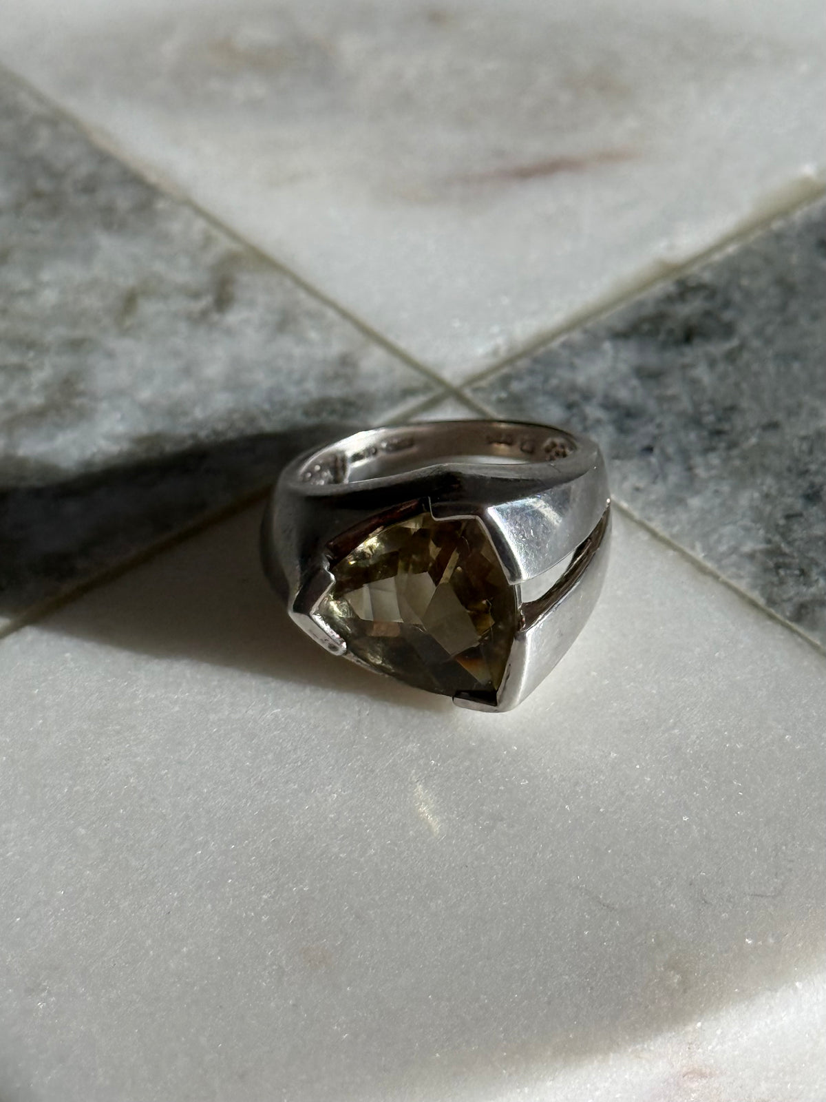 Yellow Citrine Sterling Silver Ring Size 6.25