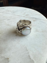 Load image into Gallery viewer, Mother of Pearl Brutalist Sterling Silver Ring

