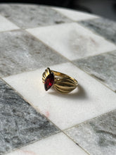 Load image into Gallery viewer, y2k Red Glass Gold Vermeil Ring Size 9.5
