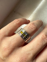 Load image into Gallery viewer, Pastel Glass Sterling Silver Wide Ring Size 6.75
