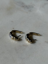 Load image into Gallery viewer, Vintage Solid 10k Gold CZ Hoops
