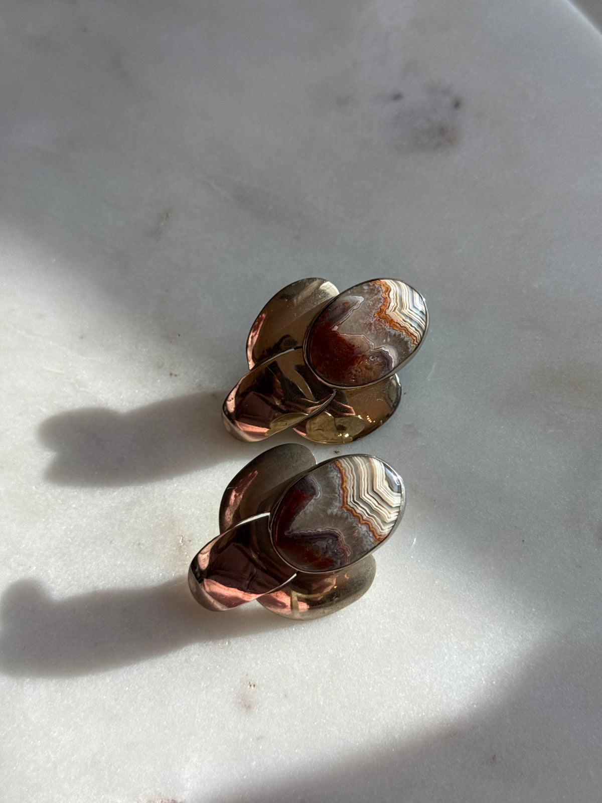 Vintage Agate Sterling Silver Earrings