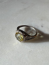 Load image into Gallery viewer, Yellow Glass Sterling Silver Ring Size 5.5
