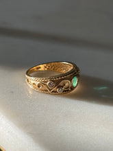 Load image into Gallery viewer, Vintage 10k Yellow Gold Emerald &amp; Diamond Ring Size 6.75
