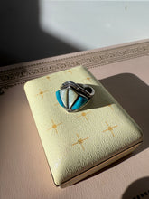 Load image into Gallery viewer, Vintage Turquoise &amp; Mother of Pearl Sterling Silver Ring Size 8
