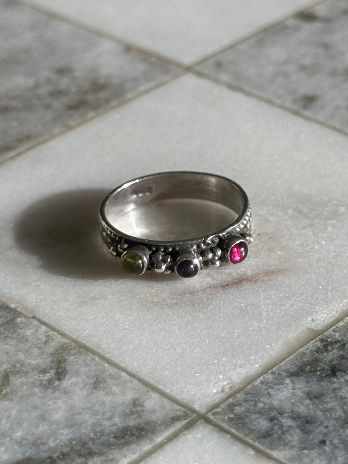 Cabochon Sterling Silver Ring Size 6.75