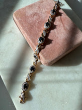 Load image into Gallery viewer, Two-Tone Gold Vermeil Blue Sapphire &amp; CZ Tennis Bracelet 7.25”
