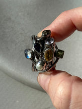 Load image into Gallery viewer, Multistone Chunky Sterling Silver Ring Size 6.5
