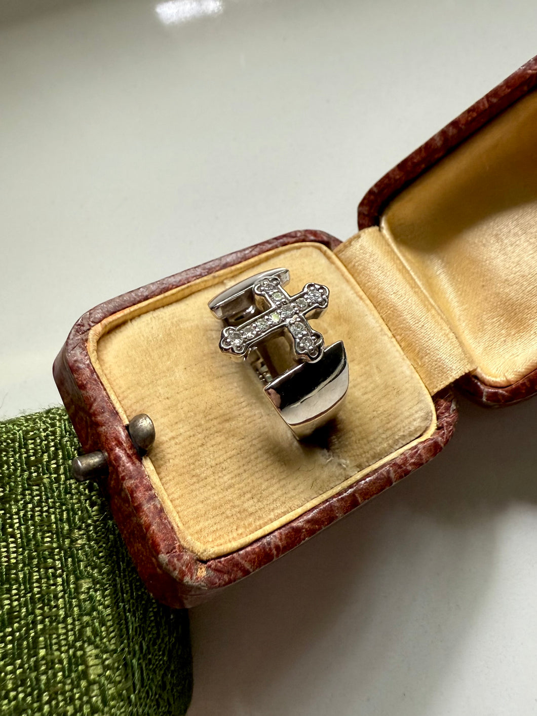 Diamond Cross y2k Sterling Silver Ring Size 7