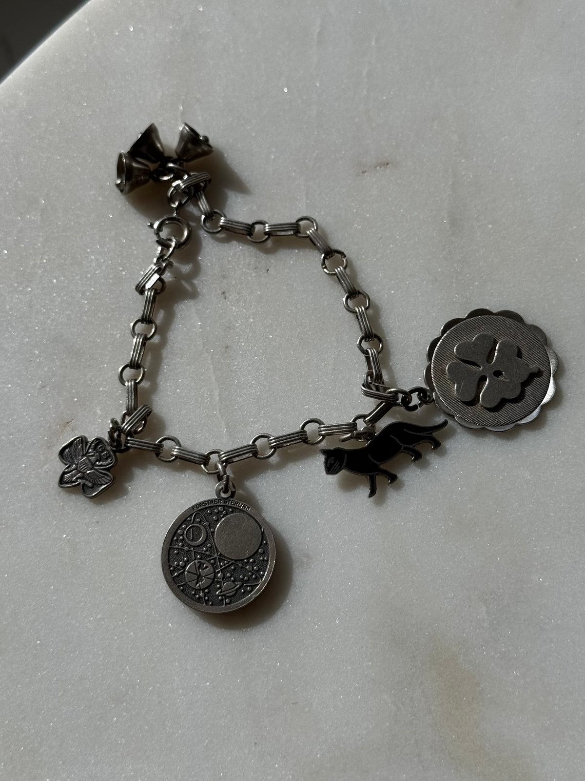 Midcentury Sterling Silver Charm Bracelet