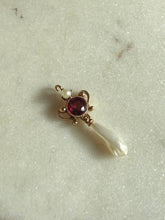 Load image into Gallery viewer, Antique 14k Rosey Gold Garnet &amp; Pearl Charm
