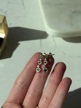 Load image into Gallery viewer, Emerald, Ruby, Blue Sapphire &amp; Diamond 14k Solid Two-Tone Gold Heart Earrings
