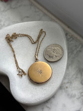 Load image into Gallery viewer, Antique 1/20 12k Gold Fill Starburst Locket Necklace 18”
