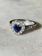 Load image into Gallery viewer, Blue Heart Sterling Silver Ring Size 7
