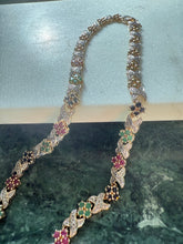 Load image into Gallery viewer, y2k Emerald Ruby Blue Sapphire Gold Vermeil Necklace 17”

