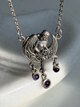 Load image into Gallery viewer, Cabochon Amethyst Witch Sterling Silver Necklace
