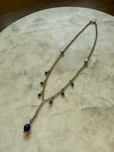 Load image into Gallery viewer, Blue Ball Drop Sterling Silver Necklace 15.75”
