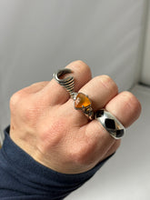 Load image into Gallery viewer, Faceted Orange Glass Sterling Silver Ring Size 8.25
