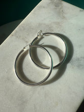 Load image into Gallery viewer, Extra Large Sterling Silver Hoop Earrings 2.25”
