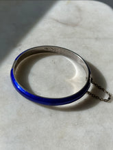 Load image into Gallery viewer, Vintage Blue Enamel Sterling Silver Bangle Bracelet
