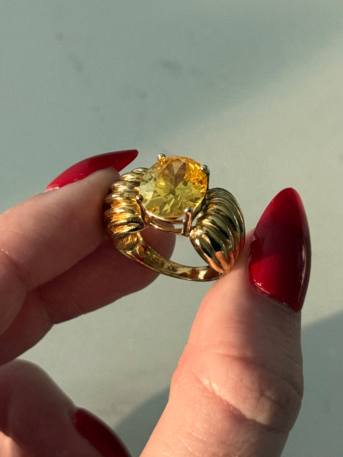 Chunky Yellow Gold Vermeil Ring Size 5.75